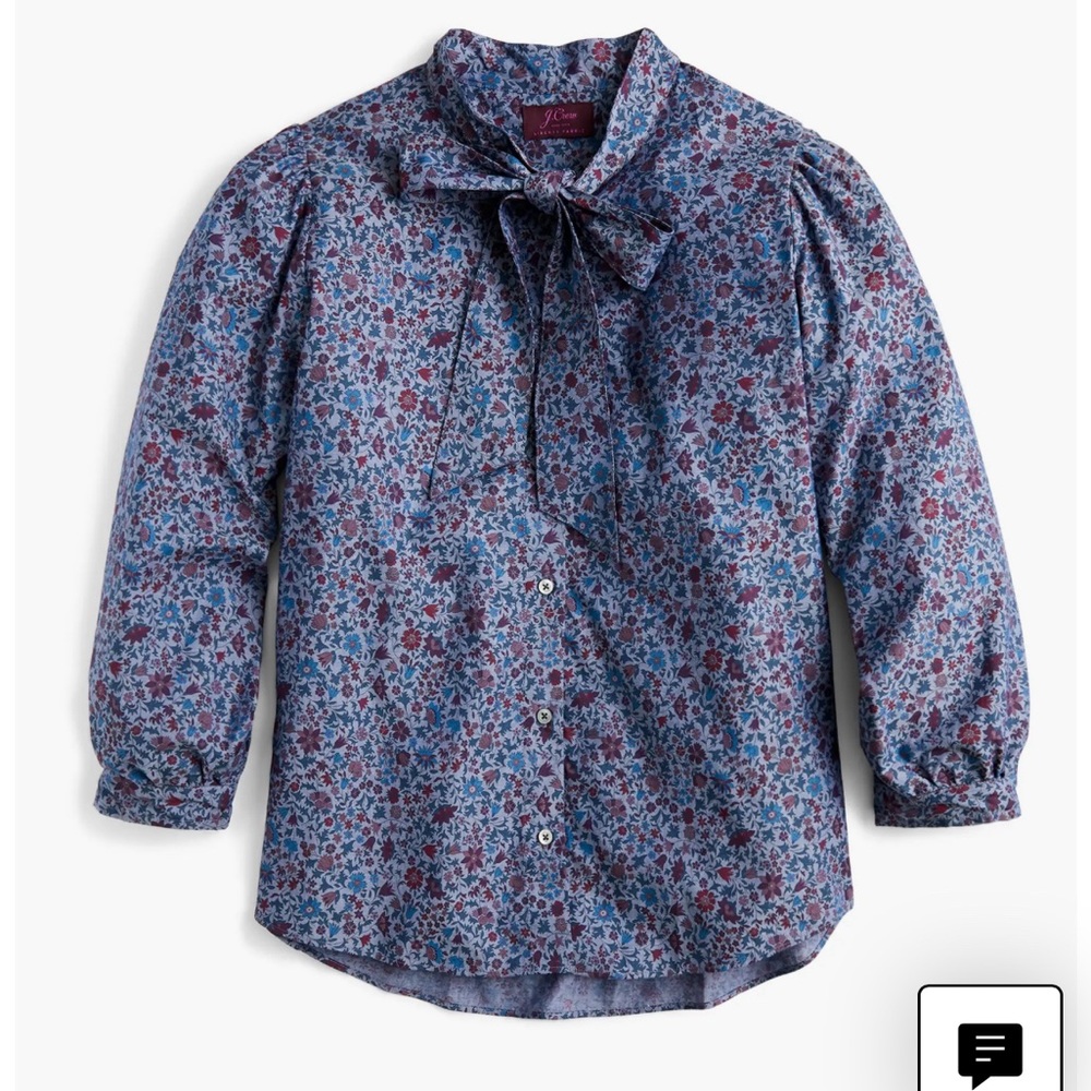 J.Crew Tie Neck Blouse in Liberty Colombo Chambray size Large
